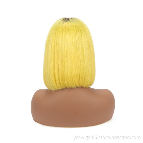 Brazilian Human Hair Short Bob Wig13X4 Ombre Color Bob Wig #1B/613 Pink Blue Grey Hot Pink Neon Rainbow Purple Hair Bob Wig